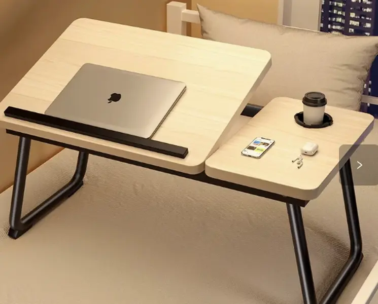 Folding Lap Desk with Cup Holder - Adjustable Portable Incline Laptop Stand & Tray, Foldable Study Table for Home Learning, Remote Workers (Bed, Couch, Floor Use), Learning At Home, Portable Incline Laptop Stands & Trays