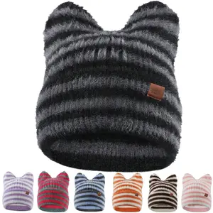 Women's Plush Winter Hat With Fluffy Ears,Cozy Cat Ear Design,Fashion Y2K Beanie For Women