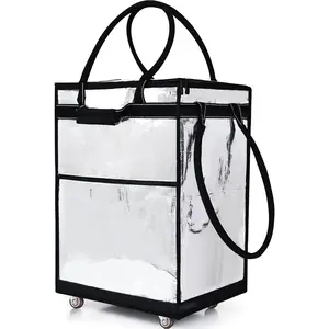 Medium  Rolling Shopping Bag with Wheels 74L Heavy-Duty Storage Organizer  & Zipper Closure Trolley Tote with 5 Handles for Travel,Camping,Grocery,Laundry and Daily Use