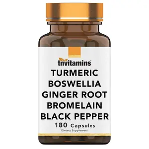 tnvitamins Turmeric & Boswellia Complex (180 Capsules) with Ginger Root, Bromelain, & Black Pepper Extract | Joint-Ease Formula: Powerful Joint Support Supplement* | Produced in The USA