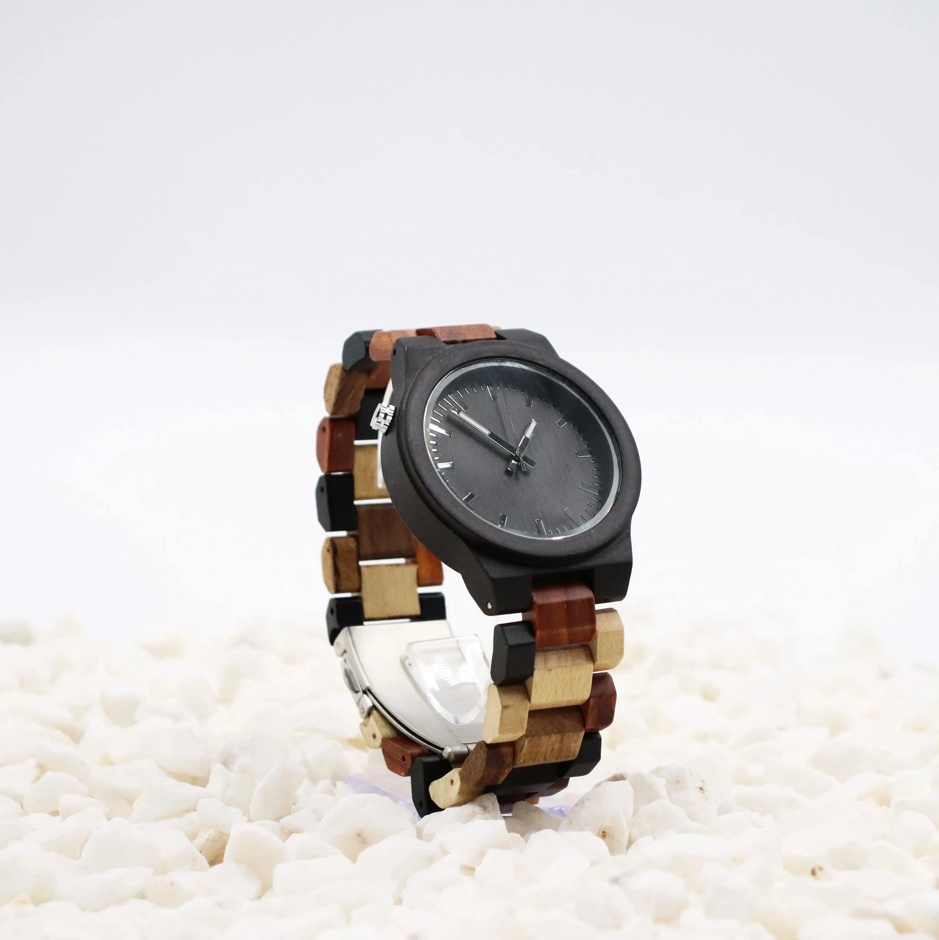 Wood Watch Dark Multi Color - Free Engraving by Terrain Natural Quartz - Wooden Wrist Watches - Groomsmen Gifts Outdoor Camping Hiking