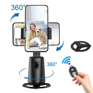 360° Rotatable Mobile Phone Tracking Camera, USB Rechargeable Desktop Camera with Remote Control, Portable & Lightweight Camera Stand for Live Streaming, Selfie