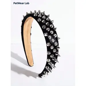Goth Spiked Headband Y2K Punk Rock Hair Accessories Black PU Leather Rivet Hair Hoop Grunge Aesthetic for E-girl Concert Rave