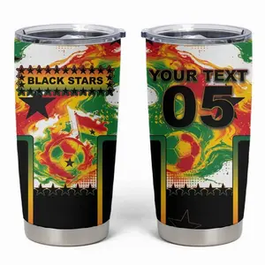 Custom Ghana Football Tumbler Cup African Pride Flag Colors Flame