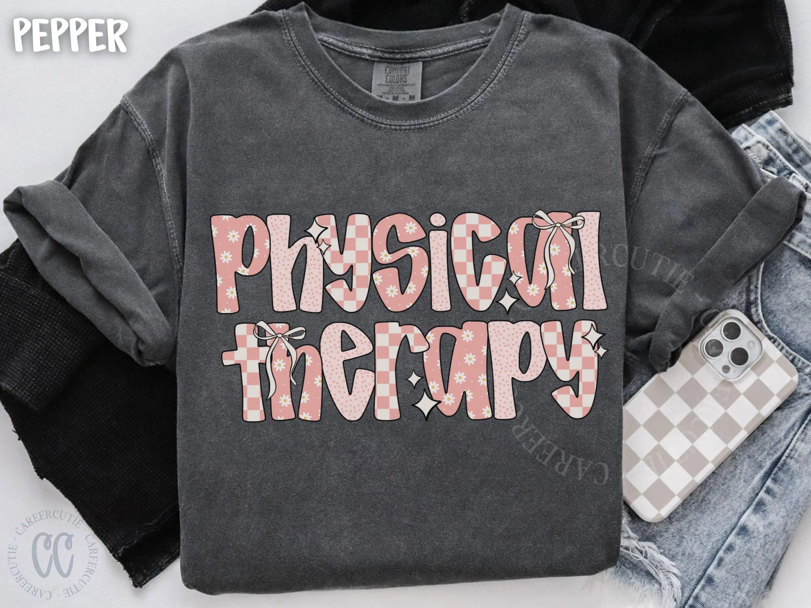 Physical Therapy Tshirt, Spring Physical Therapist Shirt, Retro Floral PT Tee
