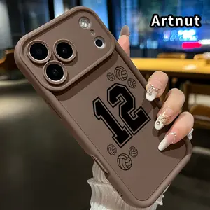 Phone Case for iPhone 17 Pro Max 16 Plus 15 14 13 12 11 Air E Volleyball Number 12 Full Coverage Reinforced Lens Protection Durable Soft Cover for boy girl