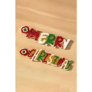 LA3accessories Merry Christmas seed bead earrings