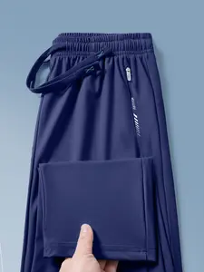 Women's Sporty Long Pants Spring Summer, Fashionable Multi-Color Ice Silk Breathable Casual Wear, Stylish Straight Leg Gymwear, High Waisted Sweatpants, Breathable Activewear Bottoms