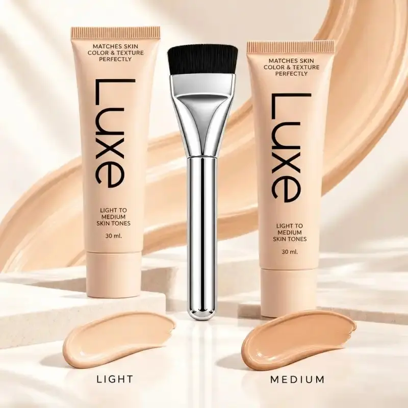 Color Changing Foundation 2-Pack, Light + Medium 30ml Each with Makeup Applicator, Lightweight Tone-Adapting Liquid Foundation with Natural Dewy Finish, Face Makeup for Daily Routine