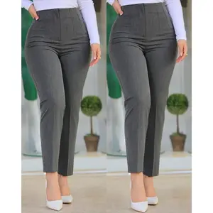 Women’s Slim-Fit Solid Color Pleated Zip-Fly Versatile Ankle-Length Suit Pants Trousers Women’s Wear