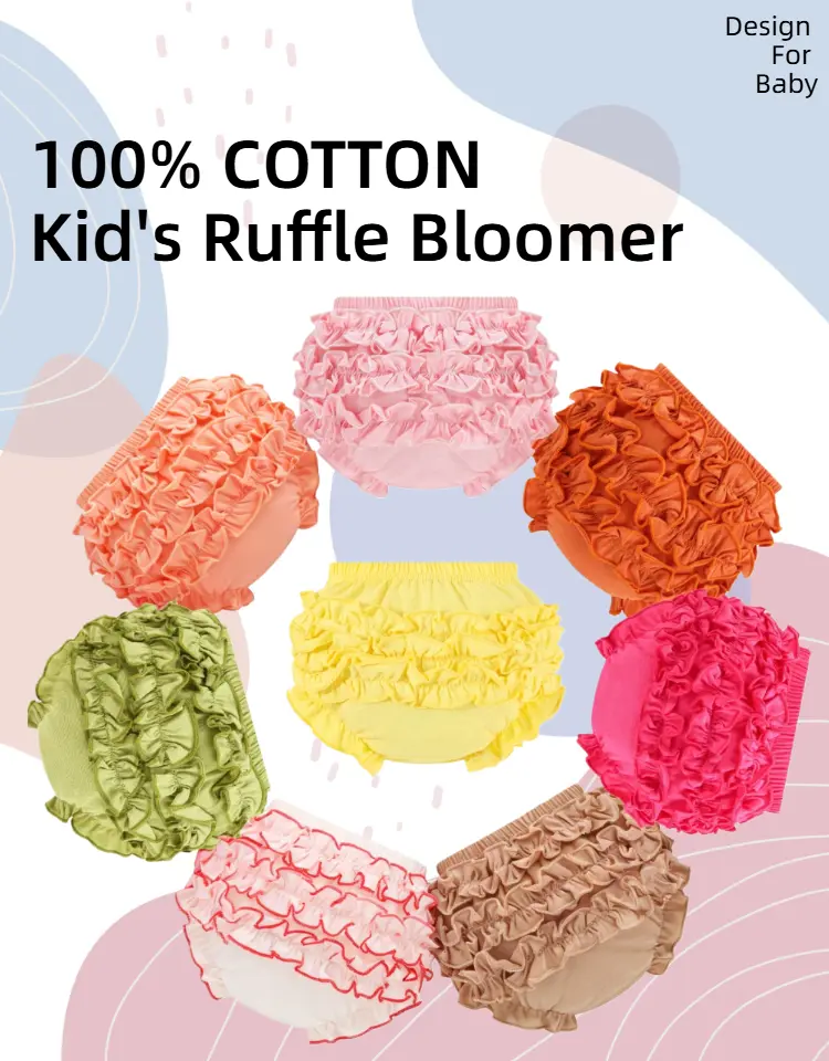8-Pack Assorted Colors Ruffle Bloomers Pure Cotton Underwear for Summer Dress Breathable Infant Diaper Cover for Girl Soft Boxer Briefs Children's Clothes Birthday Gift Toddler Kid's Undies 100 DAY'S Gift Photograpy Clothes for Baby Girl
