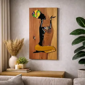 Afro Grace Handmade Wood Epoxy Wall Art