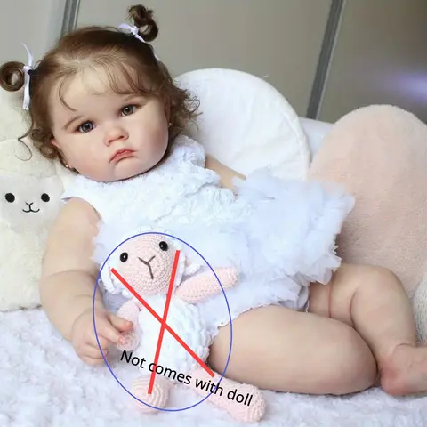 GUESSBELLY Realistic 60cm 24inch Soft Vinyl Reborn Baby Fat Big Doll with 3D-Paint Skin and Vascular Vein Toddler Toy for Girl Kids Art Gift (not including Sheep)