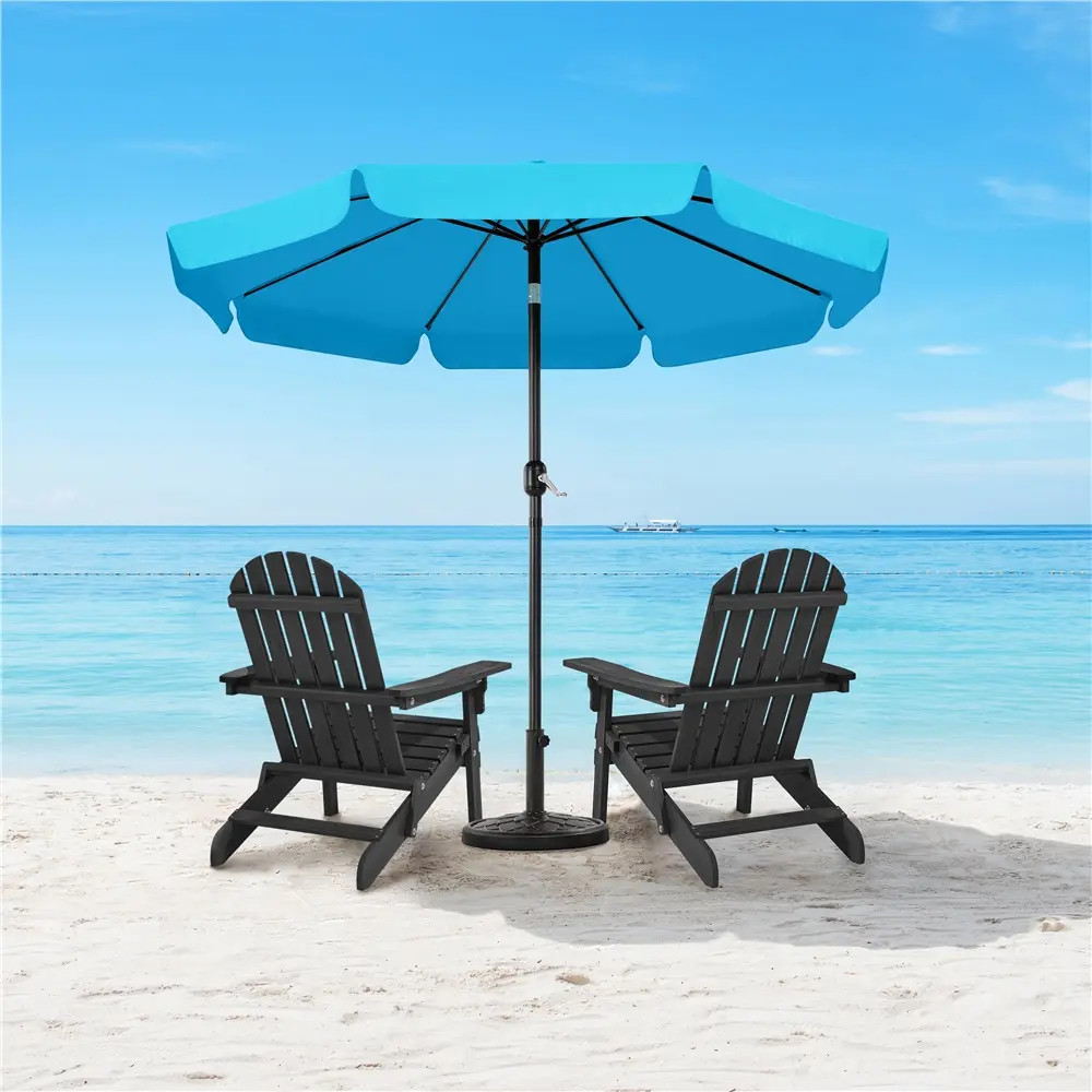 Yaheetech 9ft Outdoor Patio Umbrella - Crank Operated Parasol with Push Button Adjustable Tilt Canopy, 180g Polyester Fabric, 8-Rib Design, Suitable for Garden, Deck