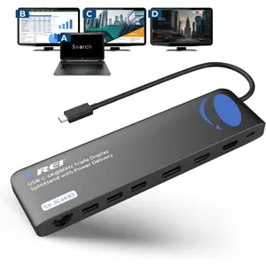 USB C Docking Station Triple  (MST, No Drivers, Windows) 3  Dock with 4K@60Hz 4:4:4 - SplitXtend Laptop Dock with 2 HDMI & DisplayPort, 85W PD, Ethernet, USB, SD/TF