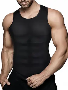 1 Count Mens Seamless Compression Shirt, Slimming Body Shaper Vest, Workout Tank Tops, Abs Abdomen Training Undershirts, Tummy Control Basic Tops, Waist Trainer, Corset, Men's Minimalist Underwear, Athletic Clothes, Suitable for Daily,Sport,Gym