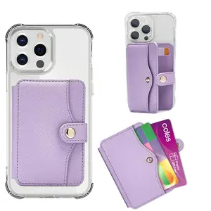 Card Holder, Phone Wallet Stick on with Slim 3M Sticker Match iPhone 14 Pro Case and Most Smartphones (Lavender)