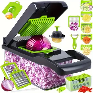 14 in 1 Vegetable Chopper, 1 Box Multifunctional Vegetable Cutter with Container, Kitchen Vegetable Slicer, Fruit & Vegetable Cutter, Kitchen Utensils