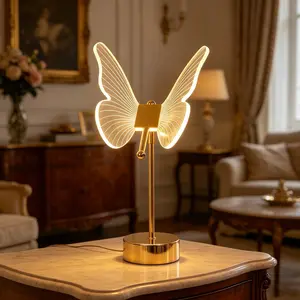 Adjustable Brightness Butterfly Lamp, USB Powered Nordic Style Desk Light, Creative Decorative Nightlight for Bedroom, Three Color Options