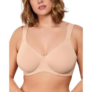 Bras for Women Minimizer Full Coverage, Plus Size T Shirt Unlined Underwire Smooth Bra, Seamless Cups Joan Ultimate Soft