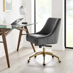 Modway Discern Performance Velvet Office Chair in Gray