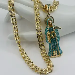 THE GRIM REAPER WITH 24" NECKLACE (24K/LA SANTA MUERTE COLLAR BAÑO DE ORO 24k