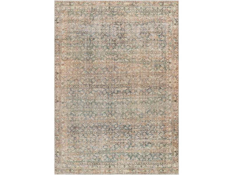 Livabliss Marlene BOMN2302-679 Machine-Woven Home Decor Rug, 1-Piece 6'7"x9' Seafoam & Emerald Multicolor Home Decor Rug, Durable High-Traffic Indoor Use, Soft Medium-Pile Polyester Face, Woven Texture