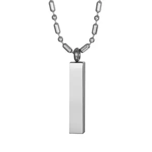 OIDEA Polished Bar Stainless Steel Couples Pendant Necklace, Minimalist Engravable Matching Chain Jewelry Necklaces for Him and Her