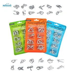 Metal Wire Puzzle Set by Komuke, Brain Teaser IQ Test, Magic Trick Toy for Party Favor Kids Adults Challenge