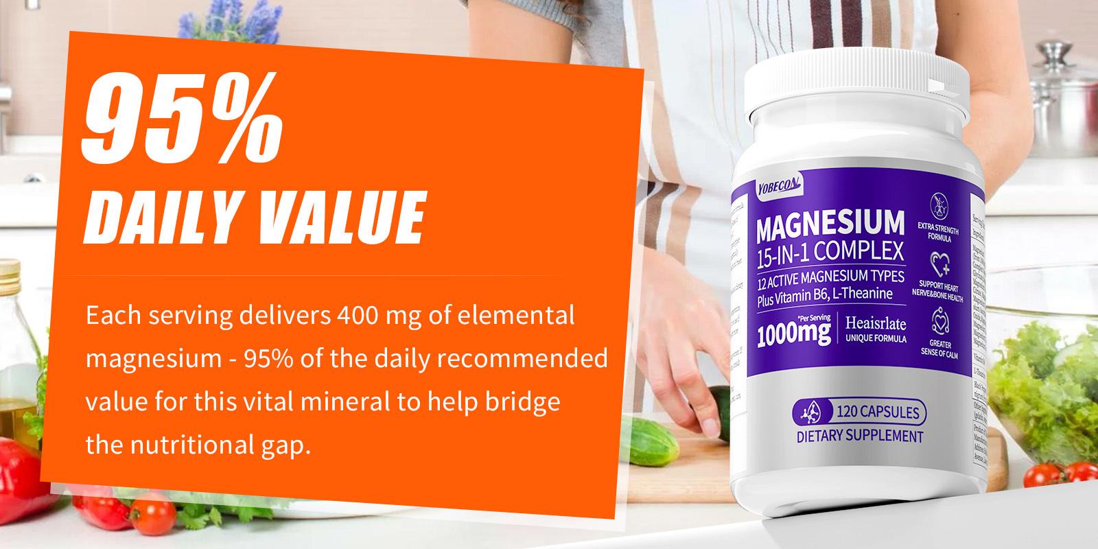 [Magnesium Glycinate Supplement] 120 capsules, 15-in-1 magnesium complex, contains citrate, oxalate, carbonate, glycinate, magnesium oxide, easily absorbed.Supports bone, mood, heart, and sleep health, promotes relaxation, gluten-free, 120 capsules