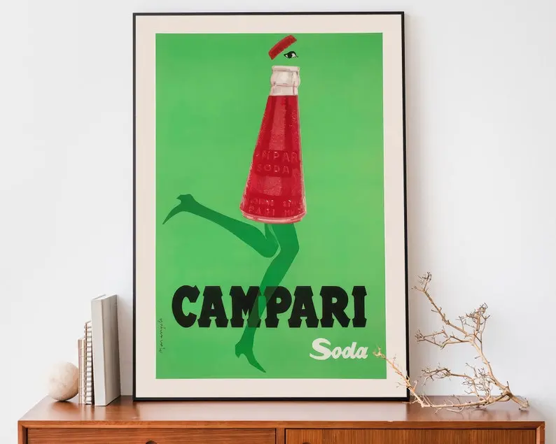 Vintage Campari Soda Poster Art Nouveau French Print Retro Advertising Poster Cool Poster for Home Bar Kitchen Decoration