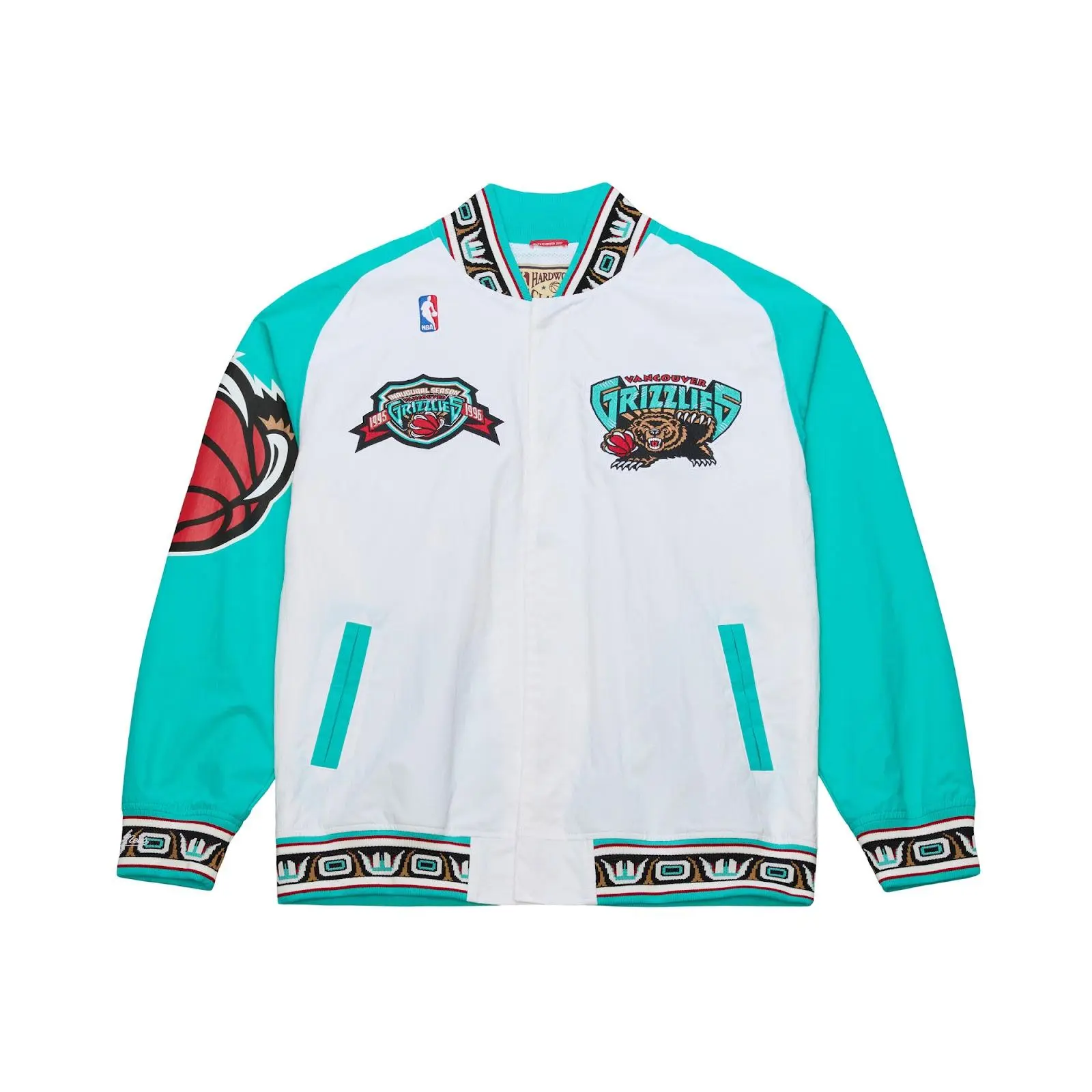 Vancouver Grizzlies 1995-96 White Authentic Full-Snap Warm-Up Jacket NBA Throwback Outerwear Vintage Fan Gear Mitchell & Ness