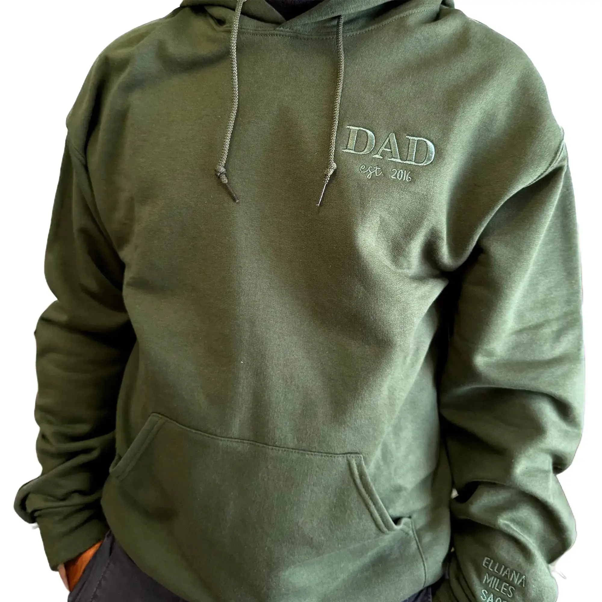 Dad Hoodie – Personalized Father Hoodie with Kids Names, Est Year Embroidered, Gift for Dad, Father’s Day Hoodie