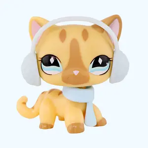 Rare Old Original Cream striped shorthair cat #886 Action Figure Toy Stand for Kids Adorable Collectible Pet Shop Animal Christmas Birthday Gift Tiny Cute Room Decor Viral Holiday Present Festive