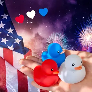 24 ZIRVHINE 2-inch Blue, White, and Red Independence Day Ducklings, Specially Selected for Independence Day, Featuring Vibrant Colors. Ideal for Independence Day Party Supplies, Holiday Gatherings, and Children's Party Gifts. Available in Children's