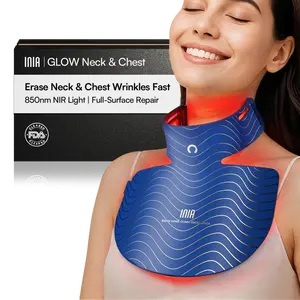 [New Color Drop] INIA GLOW Neck & Chest Red Light Mask – 850nm NIR LED Mask for Wrinkle & Spot Reduction, Lift & Firm in 4 Weeks, Rechargeable 2600mAh Controller, Clinic-Grade Full Coverage, Summer Beauty Gift Ideas