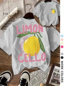 Women's Loose-Fit T-Shirt, Lemon Fruit Letter Print, Comfortable Casual Style, All Seasons Wear, Trendy Street Fashion