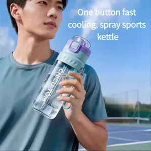3-in-1 Tritan Spray Water Bottle for Men and Women– One-Touch Mist Cooling + Straw Sip + Tilt to Chug, 26 oz Large Capacity, Leak-Proof Sports Tumbler, Outdoor & School Commute Essential, Back to School Gift for Guys