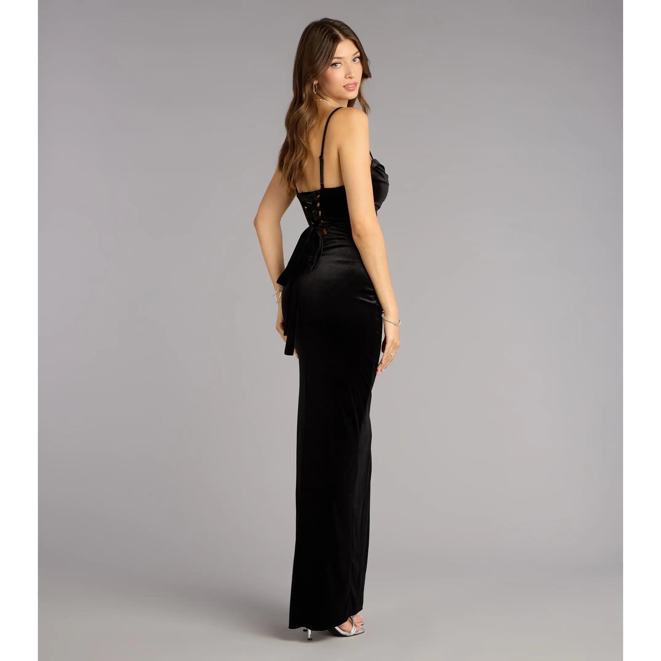 Sloane Velvet Lace-Up Column Dress - TikTok Shop Sloane Velvet Lace-Up Column Dress - TikTok Shop