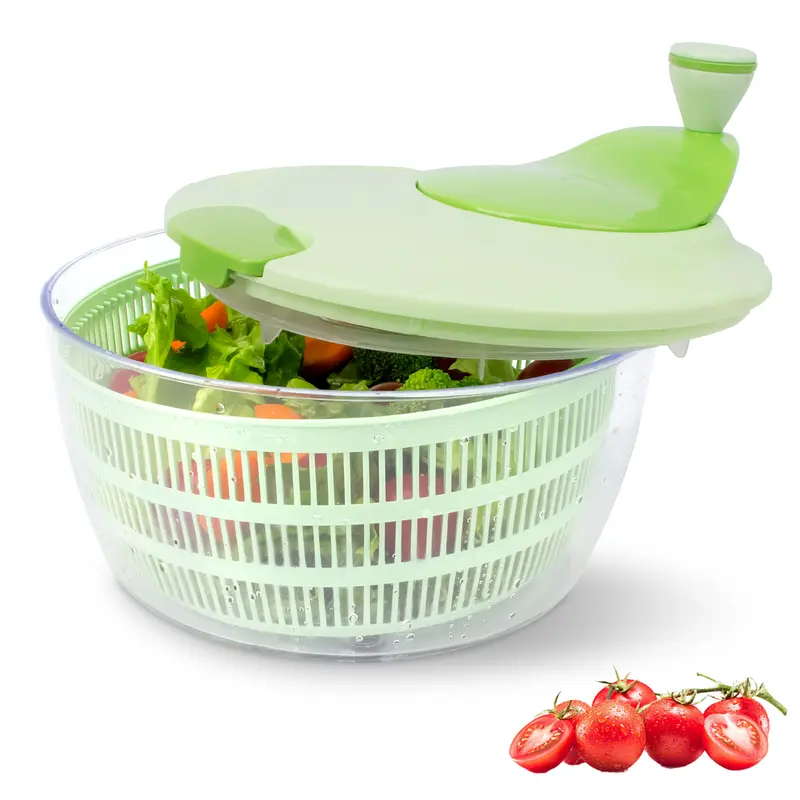 thumbnail image 2 of Large 4.75Qt Stainless Steel & Glass Salad Spinner - BPA-Free Vegetable Dryer 2 of 3