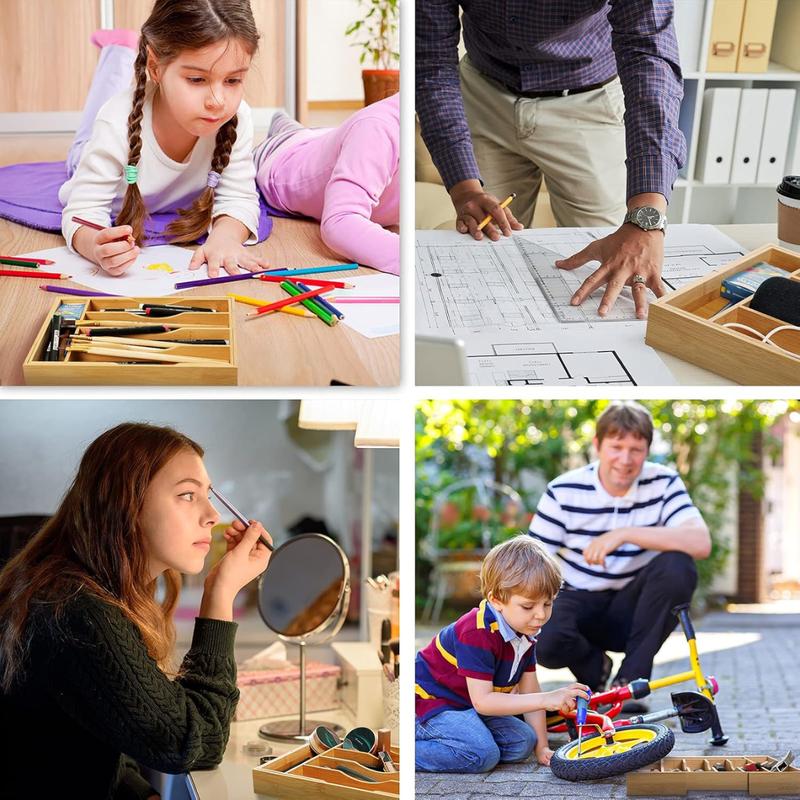 [New Deal] Bamboo Expandable Kitchen Drawer Organizer for Cutlery and Utensils, Adjustable Bamboo Wood Tray for Flatware and Silverware in Kitchen