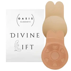 NEW Divine Lift Kit - REUSABLE Sticky Seamless Bunny Bra Breasts Coverage A to G Cup in Nude - Ultimate Breathable Adhesive Breast Lift - Thin Smooth Push Up for Backless, Strapless Clothes Included Portable Travel Bag outfit enhancer instant boost