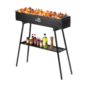 WillBBQ Portable BBQ Grill - 80cm Heavy Duty Stainless Steel for Outdoor Camping & Backyard Parties, High-Temp Resistant, Rustproof Electrophoretic Black