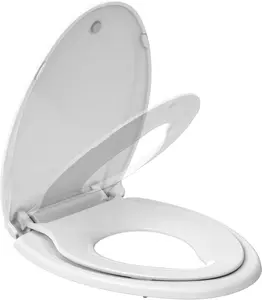 【Christmas Gift】Toilet Seats Elongated,19" Extra Long Toilet Seat,Built-In Potty Training Seat for Toddlers,Safe & Durable PP Material,Quiet-Close Hinges, Easy Installation & Release with Hardware