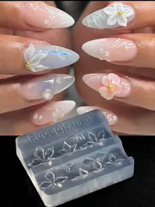 Lily Flower Nail Carving Mold, Hibiscus Petal Design Template, DIY Nail Art Demoulding Tool, Back to School Nail Supplies, Nail Art Tools