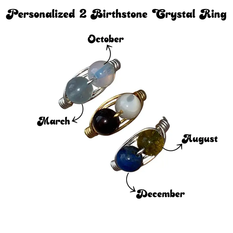 Personalized 2 Birthstone Crystal Ring Personalized 2 Birthstone Crystal Ring