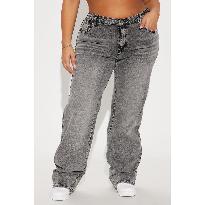Vita Low Waist Stretch Baggy Jeans - Grey