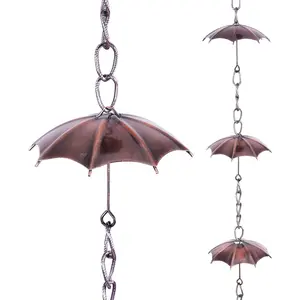 72" Decorative Metal Umbrella Rain Chain, Weatherproof Gutter Downspout Water Diverter for Outdoor Garden