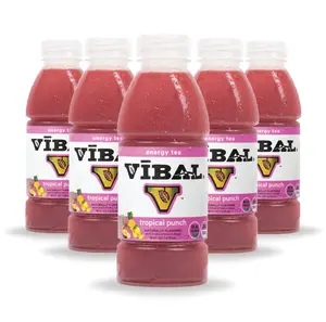 VIBAL ENERGY TEA - Tropical Punch - Green Tea Energy Drink - Light & Refreshing Iced Tea with Tropical Juice & The Perfect Balanced Boost
