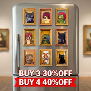 Leekeway Frog Fridge Magnet, Vintage Art Frame Style, Cute Meme Kitchen Decor, Weirdcore Style Gift